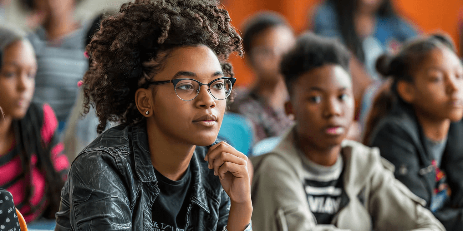 Students getting support in a classroom