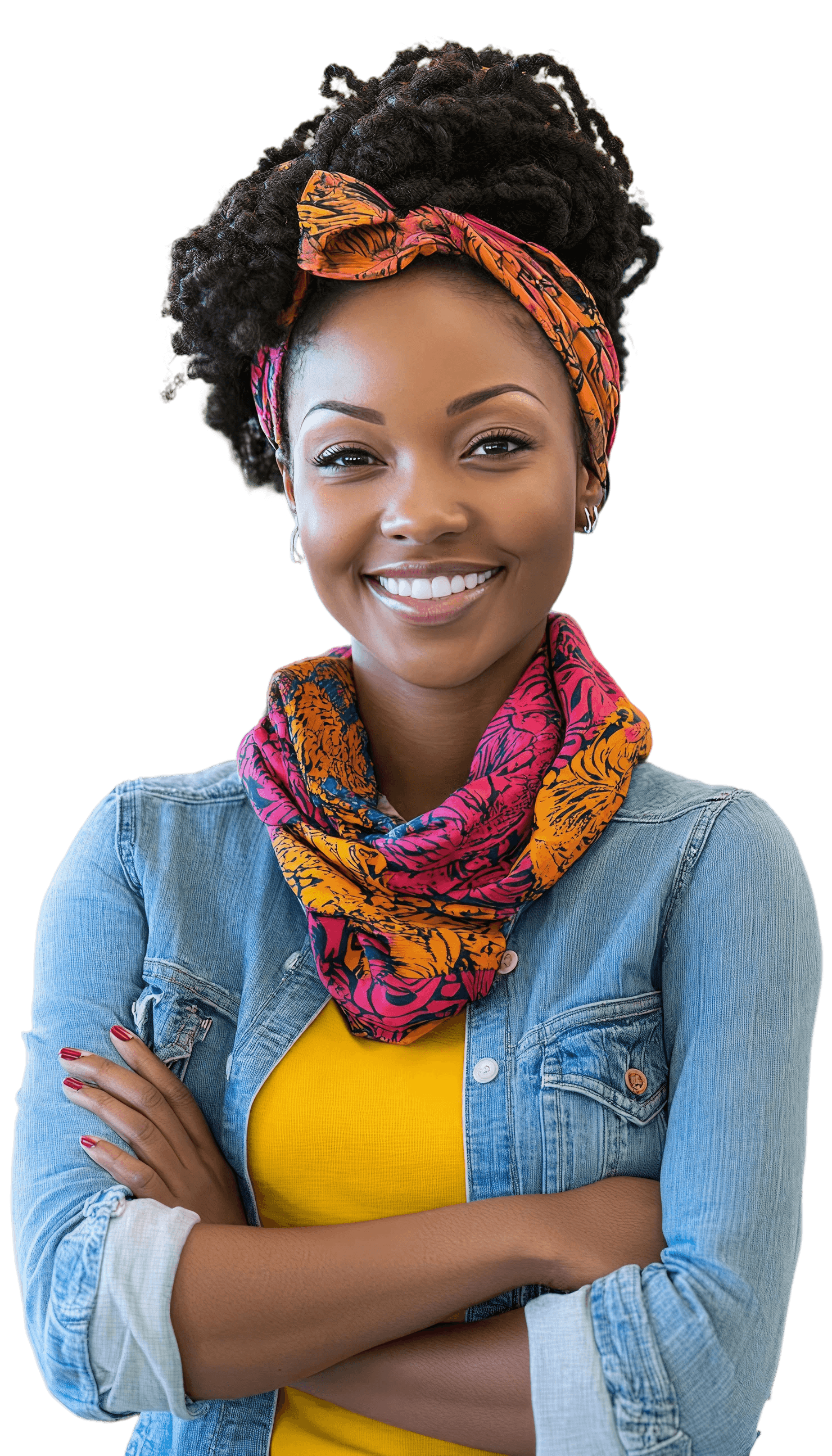 African student smiling with arms crossed